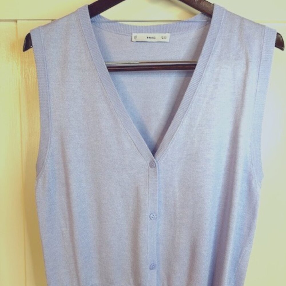 Mango Women's Sweater Vest  Blue